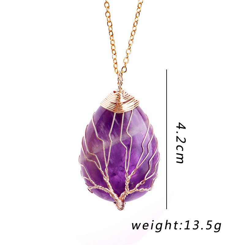 Hand-wound Tree of Life Amethyst Necklace