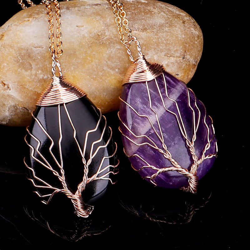 Hand-wound Tree of Life Amethyst Necklace