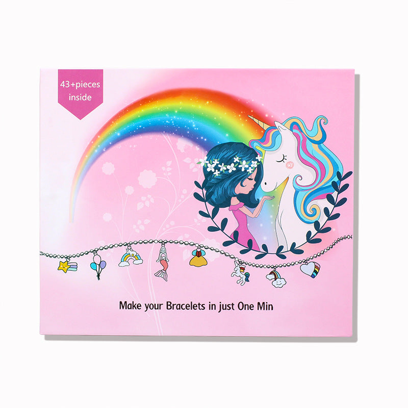 Creative Crystal DIY Children's Bracelet Set (Hardcover Unicorn Gift Box)