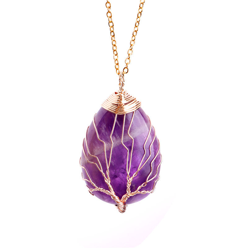 Hand-wound Tree of Life Amethyst Necklace