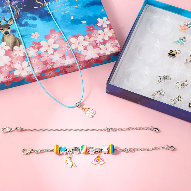 Creative Crystal DIY Children's Bracelet Set (Hardcover Unicorn Gift Box)
