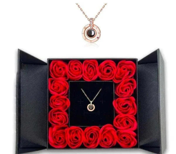 🔥 Last Day Promotion 48% OFF🎁I Love You Roses Bloom Necklace in 100 Languages Gift Set💖
