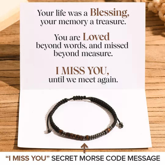 I Miss You, Until We Meet Again Memorial Morse Code Bracelet