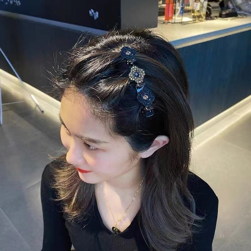 (Christmas Sale )Sparkling crystal stone braided hair clips