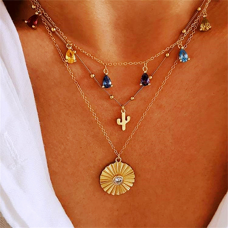 Gold Gradient Colored Seahorse Necklace