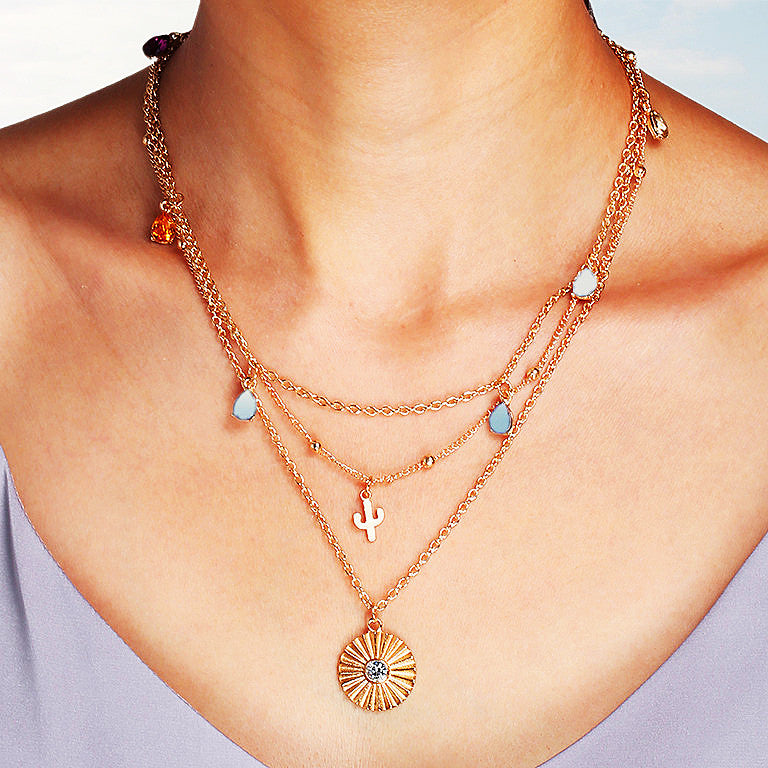 Gold Gradient Colored Seahorse Necklace