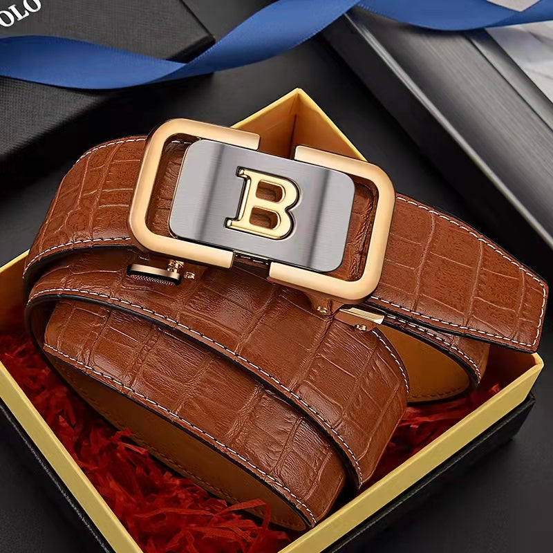 Men's Leather Business Youth Casual Pants Belt