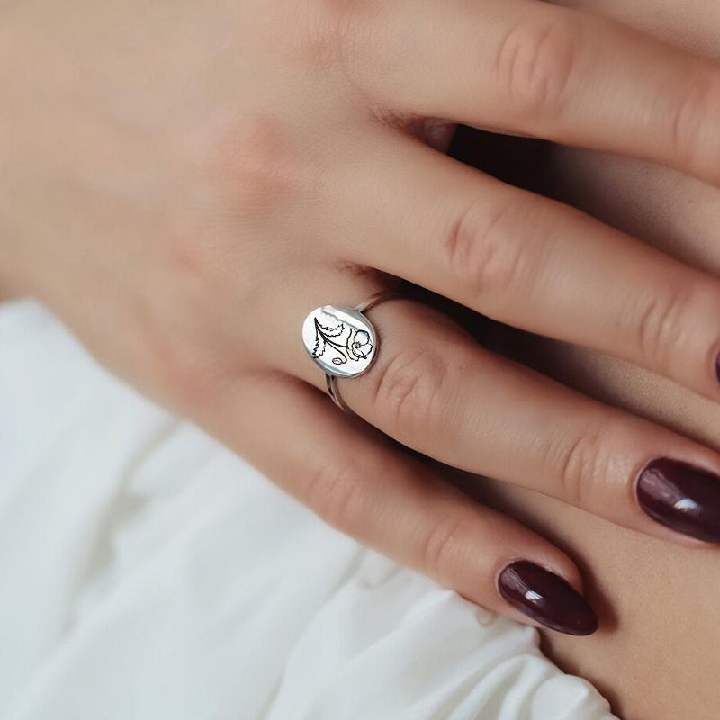 Birth Month Flower Ring As Aniversary / Valentine's Day /Birthday Gift