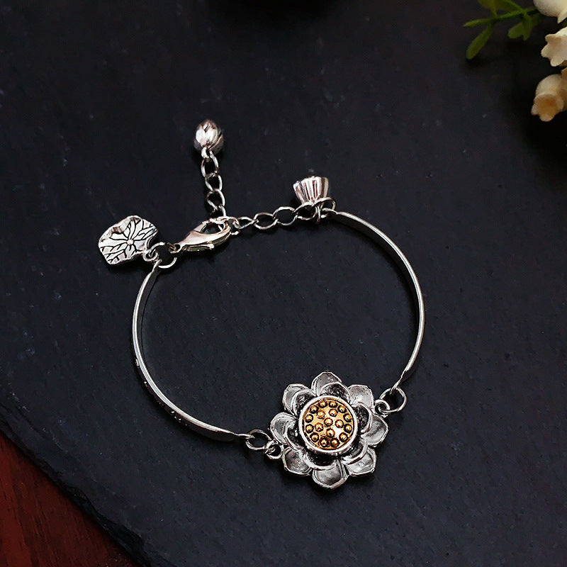 Vintage Ethnic Style Lucky Lotus Bracelet Bracelet