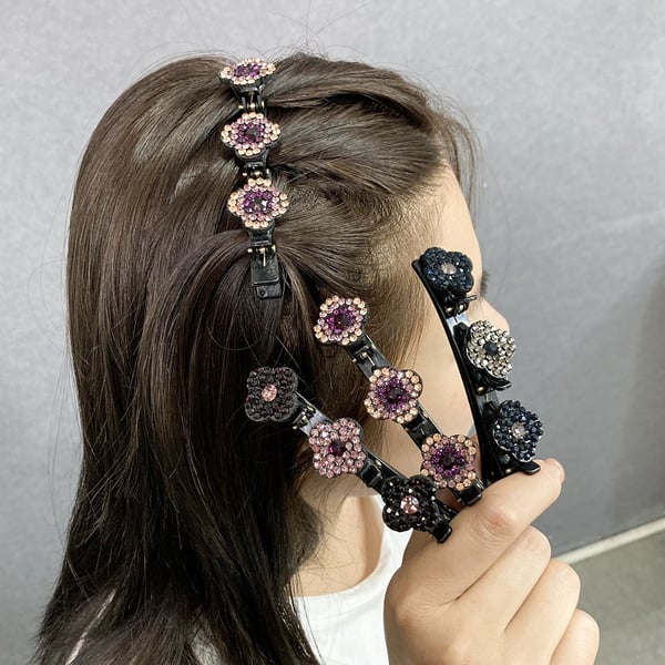 (Christmas Sale )Sparkling crystal stone braided hair clips