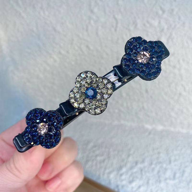 (Christmas Sale )Sparkling crystal stone braided hair clips