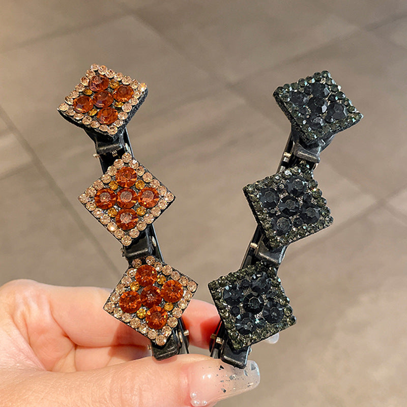 (Christmas Sale )Sparkling crystal stone braided hair clips