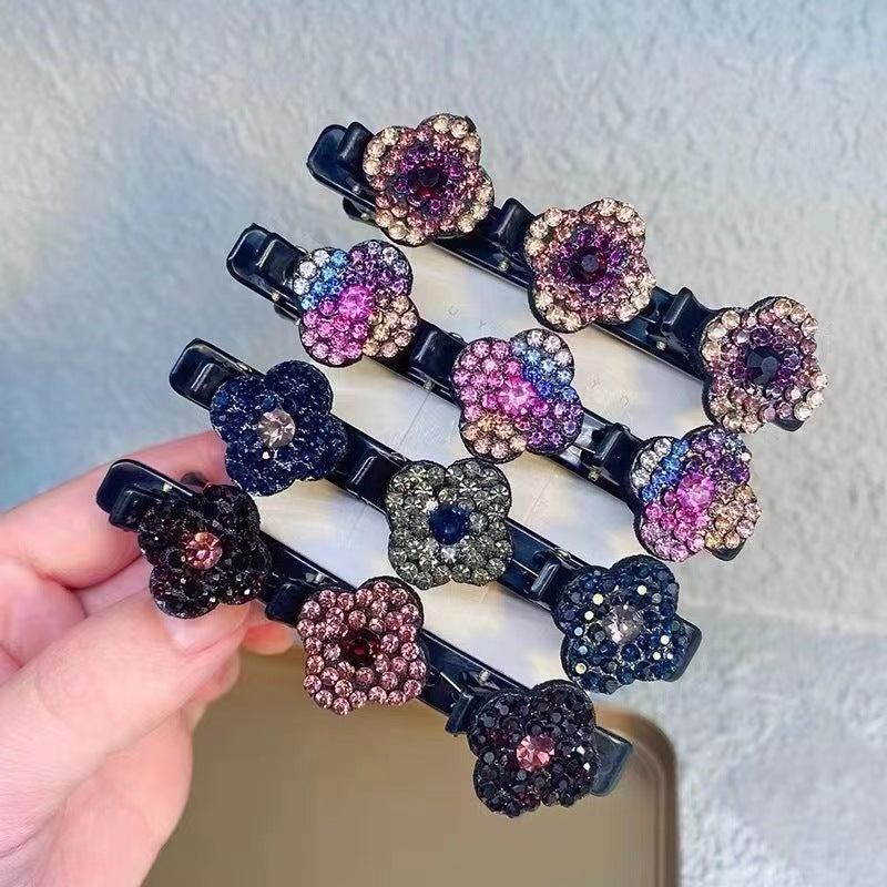 (Christmas Sale )Sparkling crystal stone braided hair clips