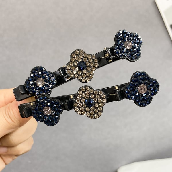 (Christmas Sale )Sparkling crystal stone braided hair clips