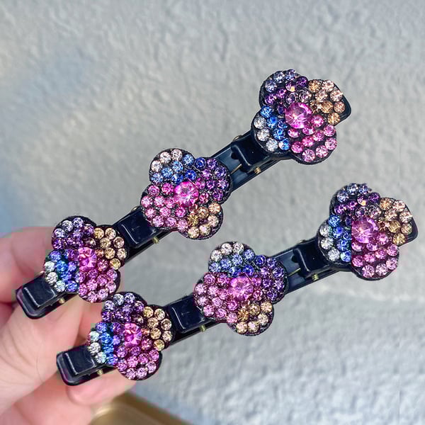 (Christmas Sale )Sparkling crystal stone braided hair clips