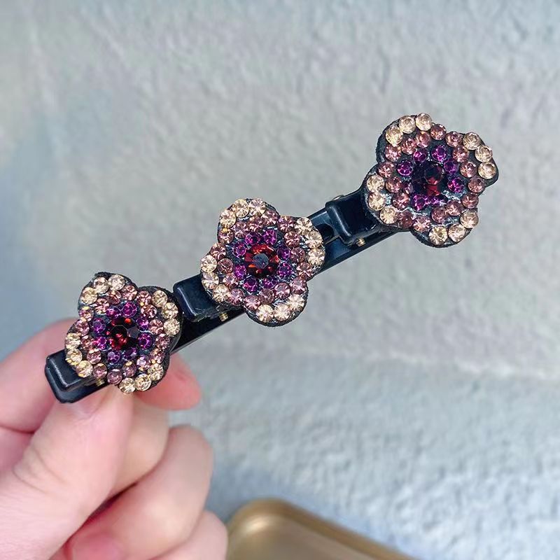 (Christmas Sale )Sparkling crystal stone braided hair clips