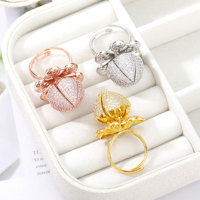Stainless Steel Hollow Open And Close Bud Rings For Women