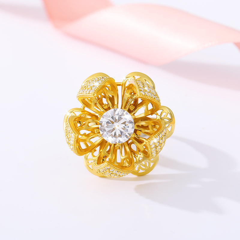 Stainless Steel Hollow Open And Close Bud Rings For Women