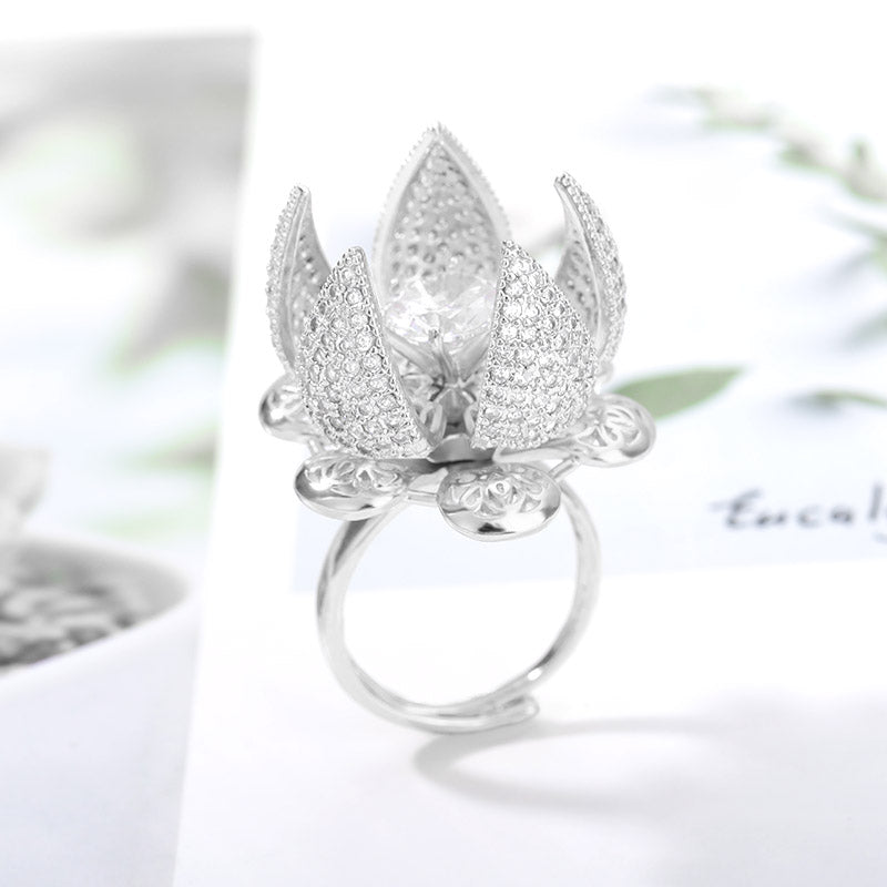Stainless Steel Hollow Open And Close Bud Rings For Women