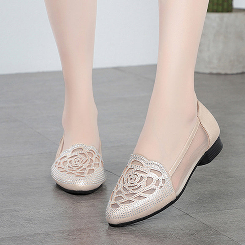 Cutout Rose Low Heels