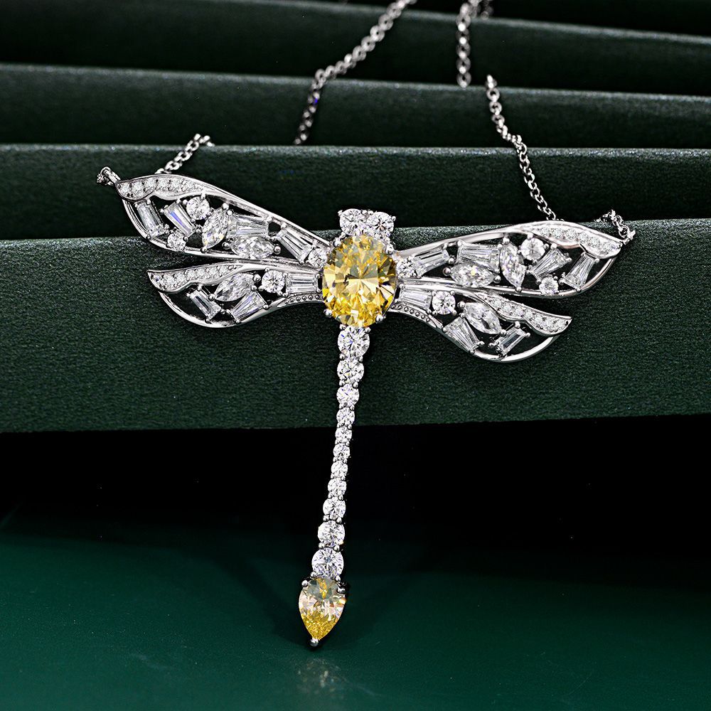 Dragonfly Jewelry Pendant 5 Carat Droplets 925 Silver