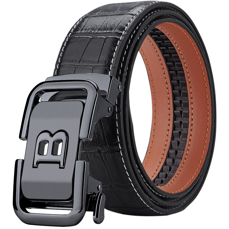 Men's Leather Business Youth Casual Pants Belt