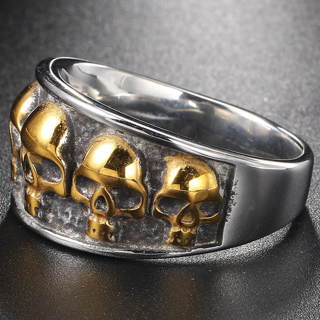 Retro stainless steel Gothic dead skull Halloween ring