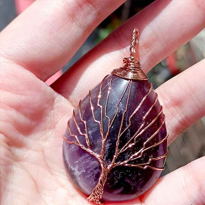Hand-wound Tree of Life Amethyst Necklace