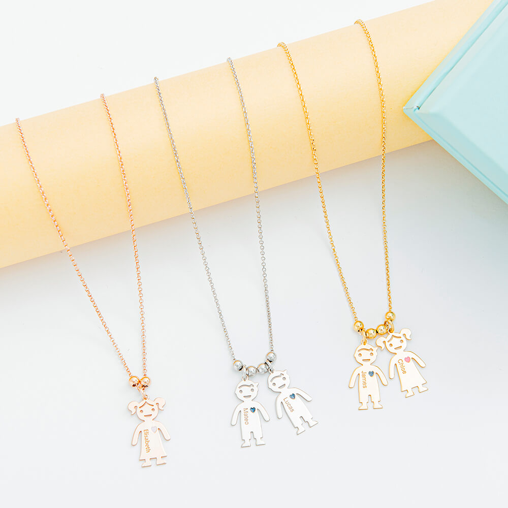 Handmade Children Name Necklace With Engraved Charms