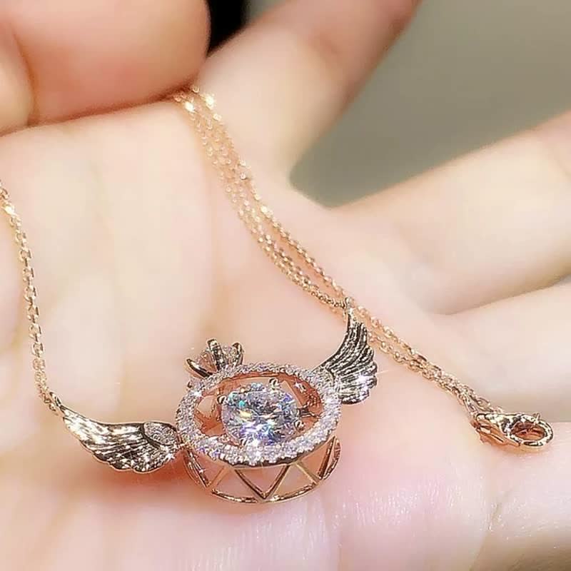 Angel Smart Necklace Collarbone Chain Beating Heart Wings Niche Simple Flying Wings Inlaid Gold-plated