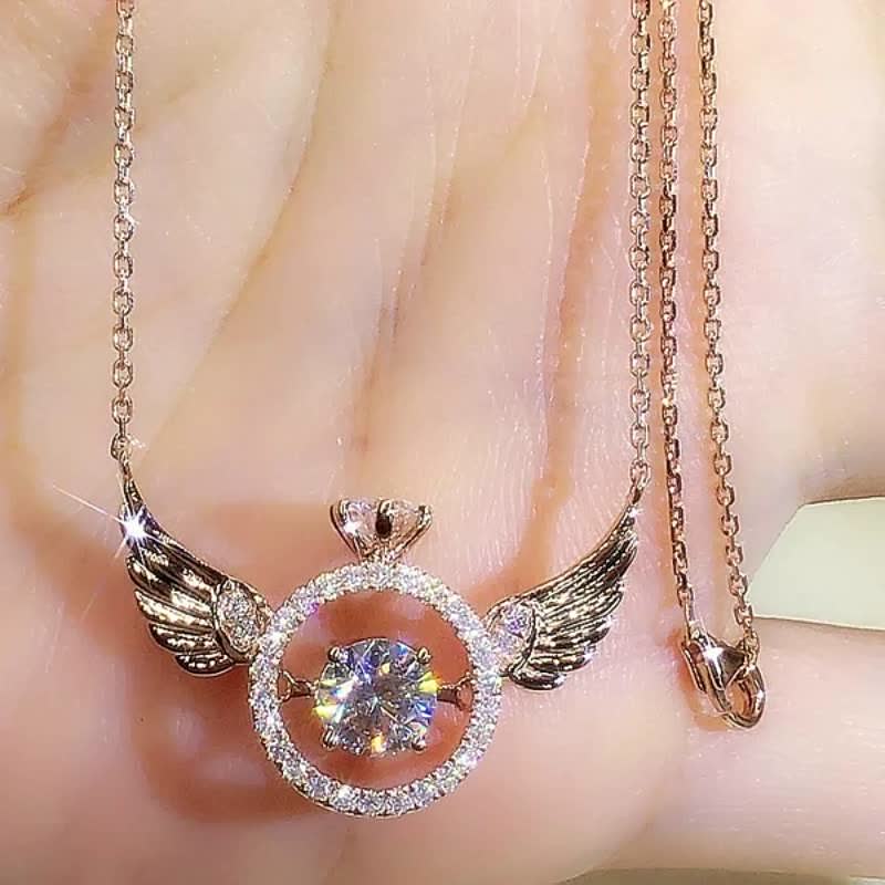 Angel Smart Necklace Collarbone Chain Beating Heart Wings Niche Simple Flying Wings Inlaid Gold-plated