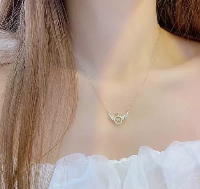 Angel Smart Necklace Collarbone Chain Beating Heart Wings Niche Simple Flying Wings Inlaid Gold-plated