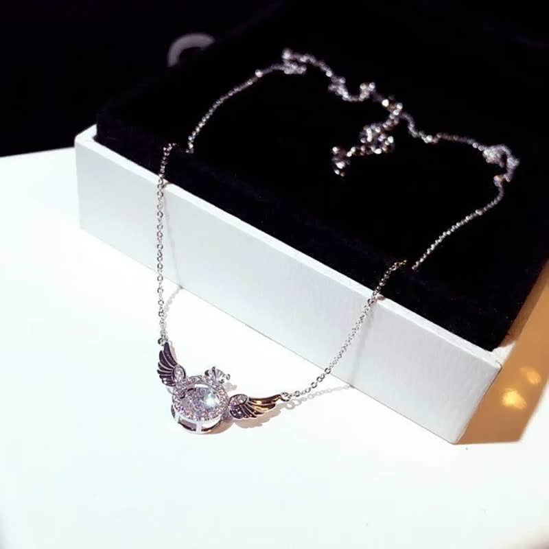 Angel Smart Necklace Collarbone Chain Beating Heart Wings Niche Simple Flying Wings Inlaid Gold-plated
