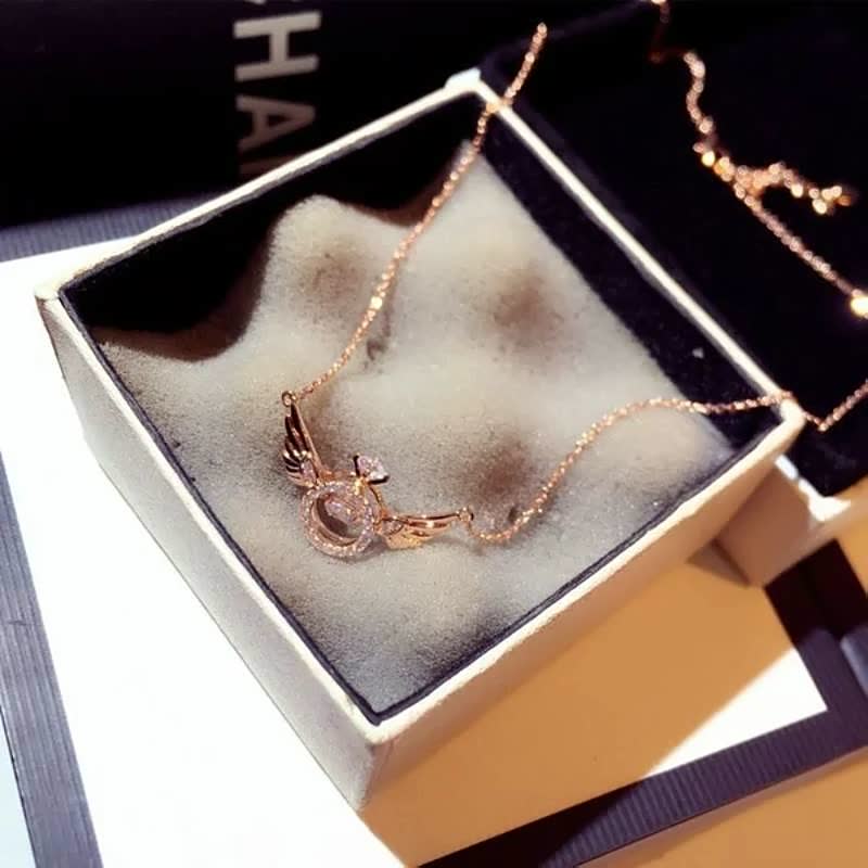 Angel Smart Necklace Collarbone Chain Beating Heart Wings Niche Simple Flying Wings Inlaid Gold-plated