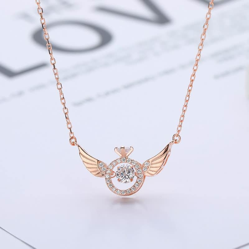 Angel Smart Necklace Collarbone Chain Beating Heart Wings Niche Simple Flying Wings Inlaid Gold-plated