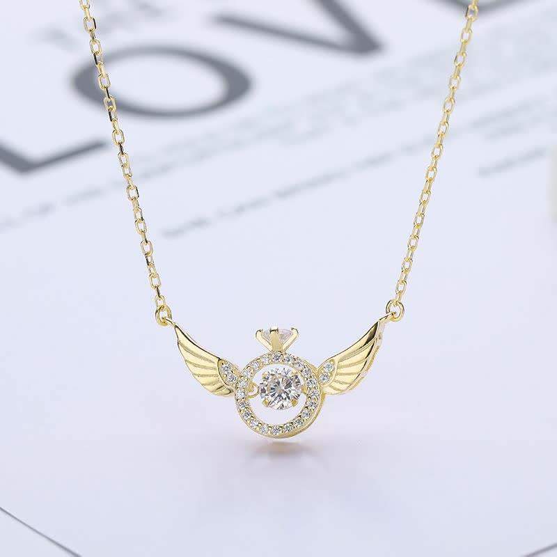 Angel Smart Necklace Collarbone Chain Beating Heart Wings Niche Simple Flying Wings Inlaid Gold-plated