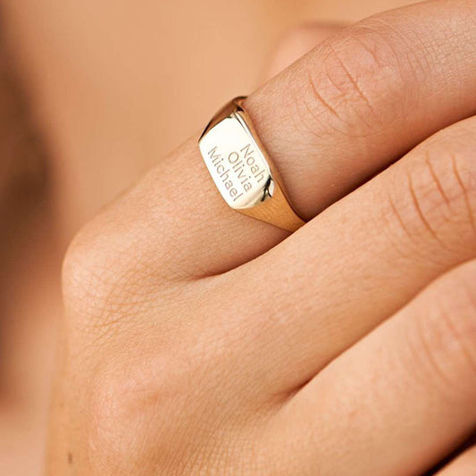 New Gold Plated Personalized Engraving Name Ring