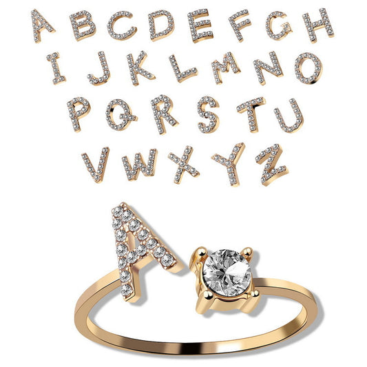 Adjustable open letter ring