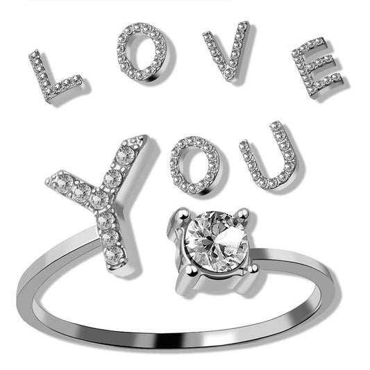 Adjustable open letter ring