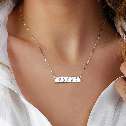 Personalized 1-6 Birth Month Flowers Necklace Mother Gift