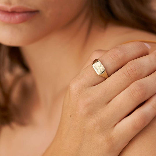 New Gold Plated Personalized Engraving Name Ring