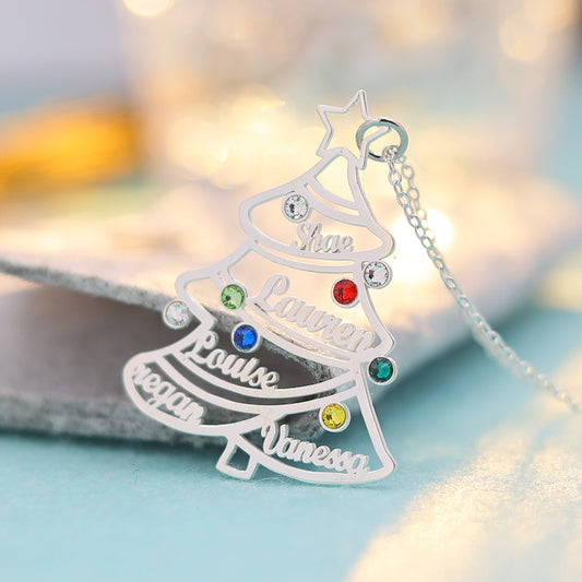 Christmas Tree Family Names Necklace