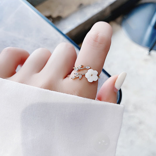 Sparkling Crystal Zircon Flower Ring