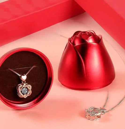 Heart Necklace With Rose