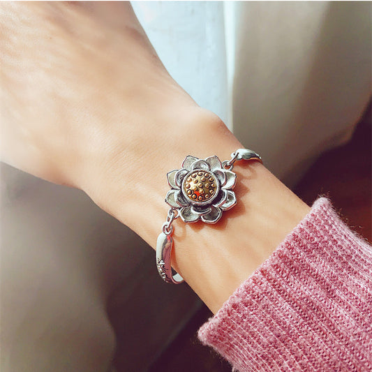 Vintage Ethnic Style Lucky Lotus Bracelet Bracelet