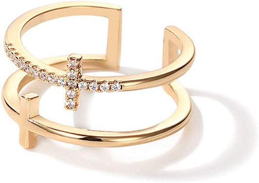 Simple Fashion Double Cross Split Ring