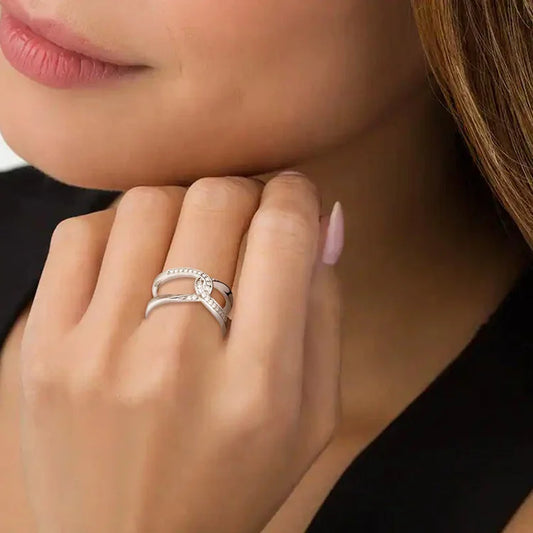 For Daughter - S925 No Matter How Busy We May be Our Hearts are Always Linked Together Cross Ring