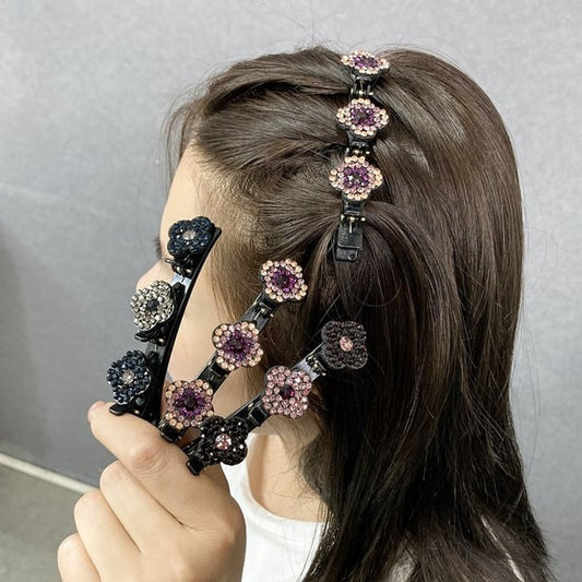 （Christmas Sale ）Sparkling crystal stone braided hair clips