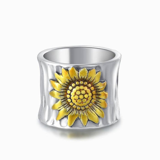 To My Best Friend Golden Sunflower Wide Band Ring