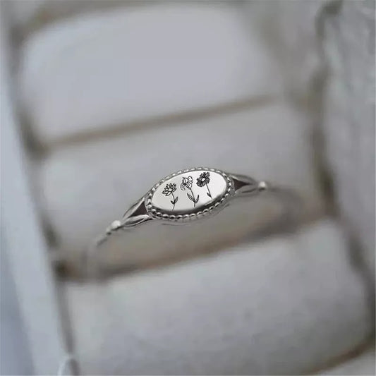 Personalized Birth Month Flower Ring